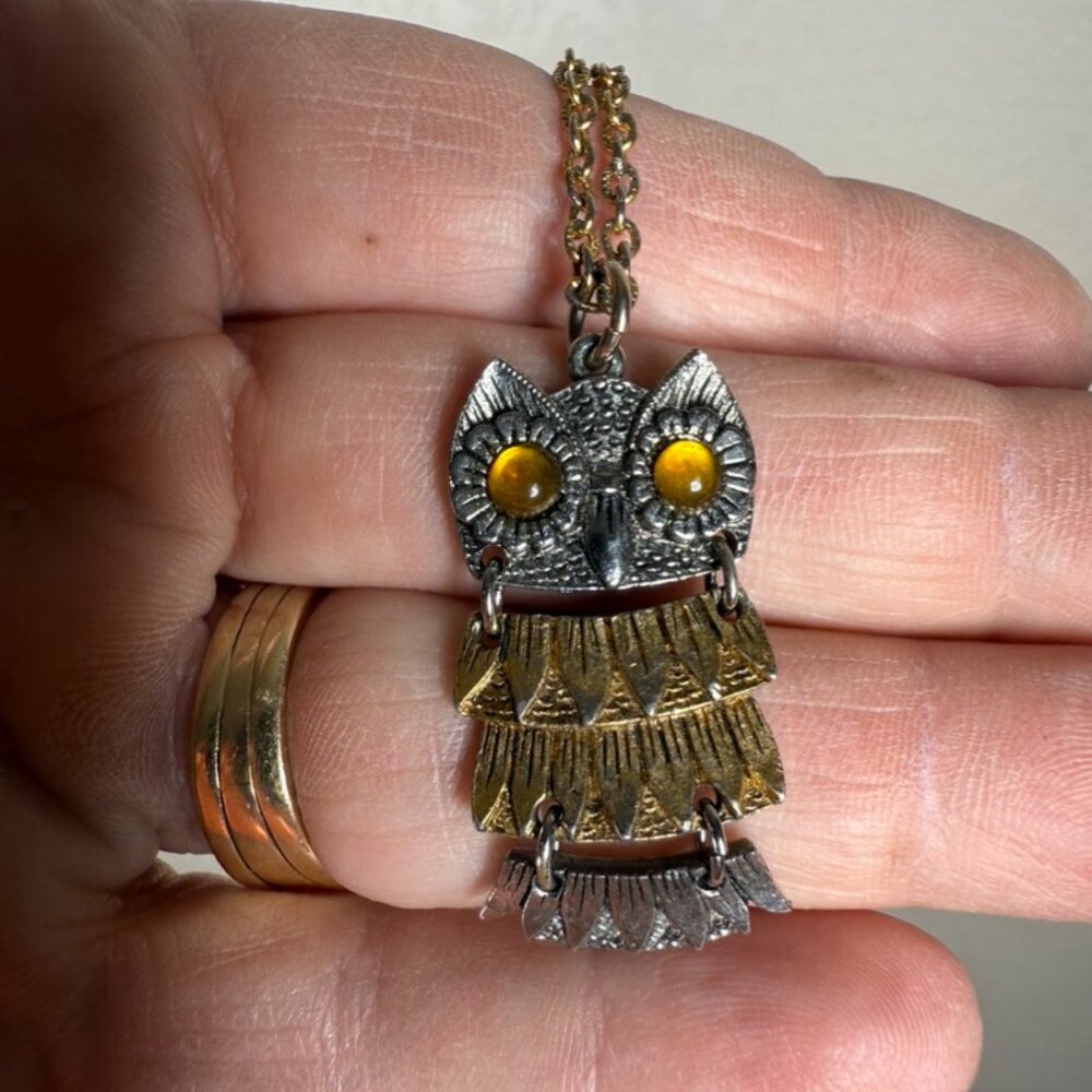 Vintage Articulated Owl‎ Necklace